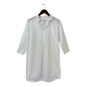 Gallegos Desportes Small Cotton Poplin‎ Tunic Blouse 3/4 Length Sleeves White